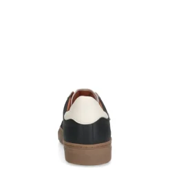 Manfield Zwarte leren sneakers met suède details^DAMES Sneakers