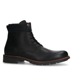 Van Lier Zwarte leren veterboots^Heren Boots