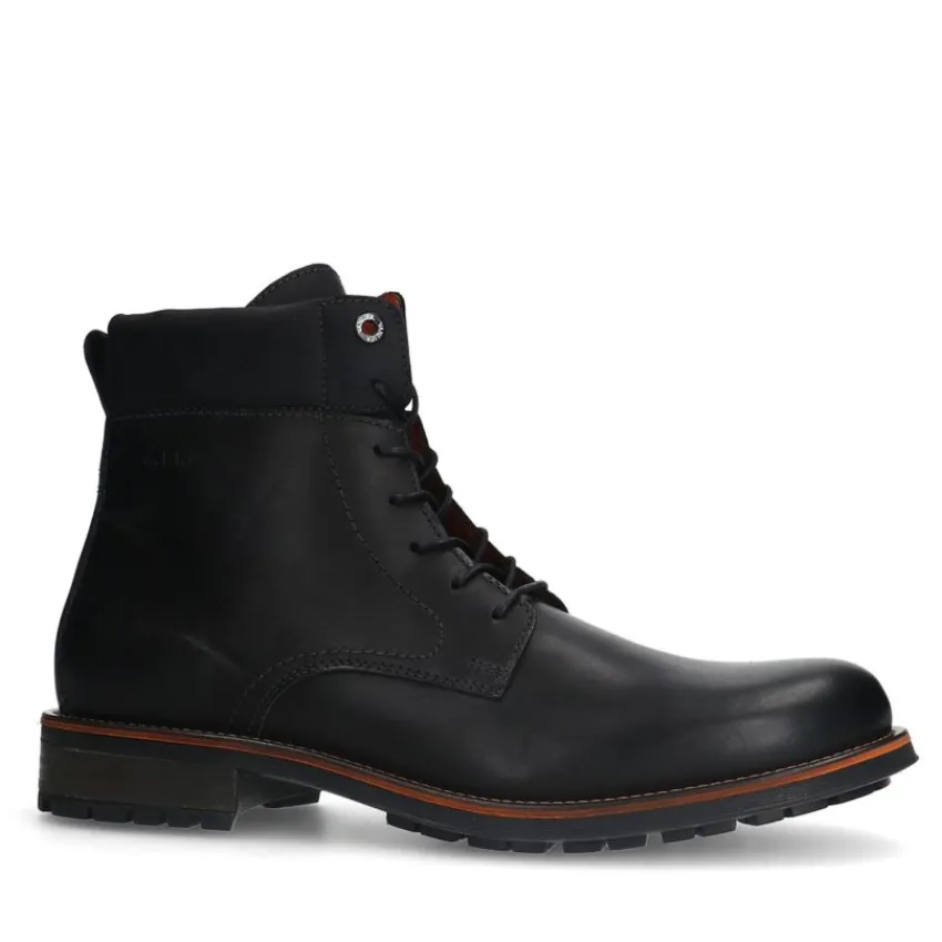 Van Lier Zwarte leren veterboots^Heren Boots