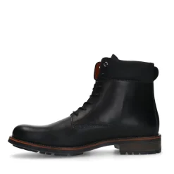 Van Lier Zwarte leren veterboots^Heren Boots