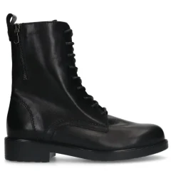 No Stress Zwarte leren veterlaarsjes^DAMES Enkellaarsjes