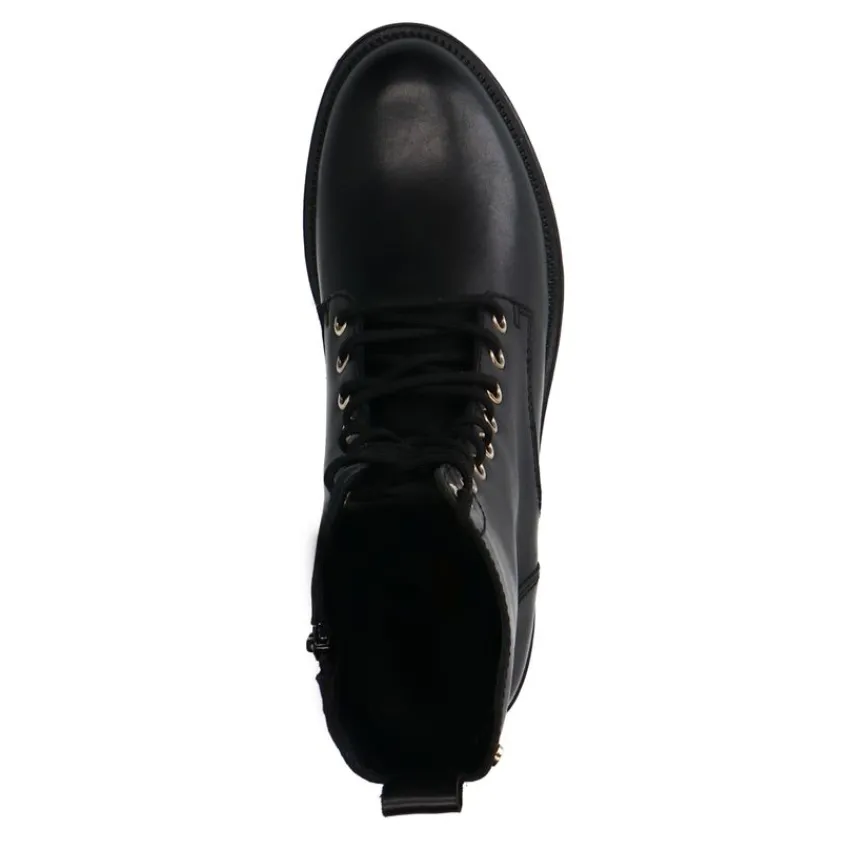 No Stress Zwarte leren veterlaarsjes^DAMES Enkellaarsjes