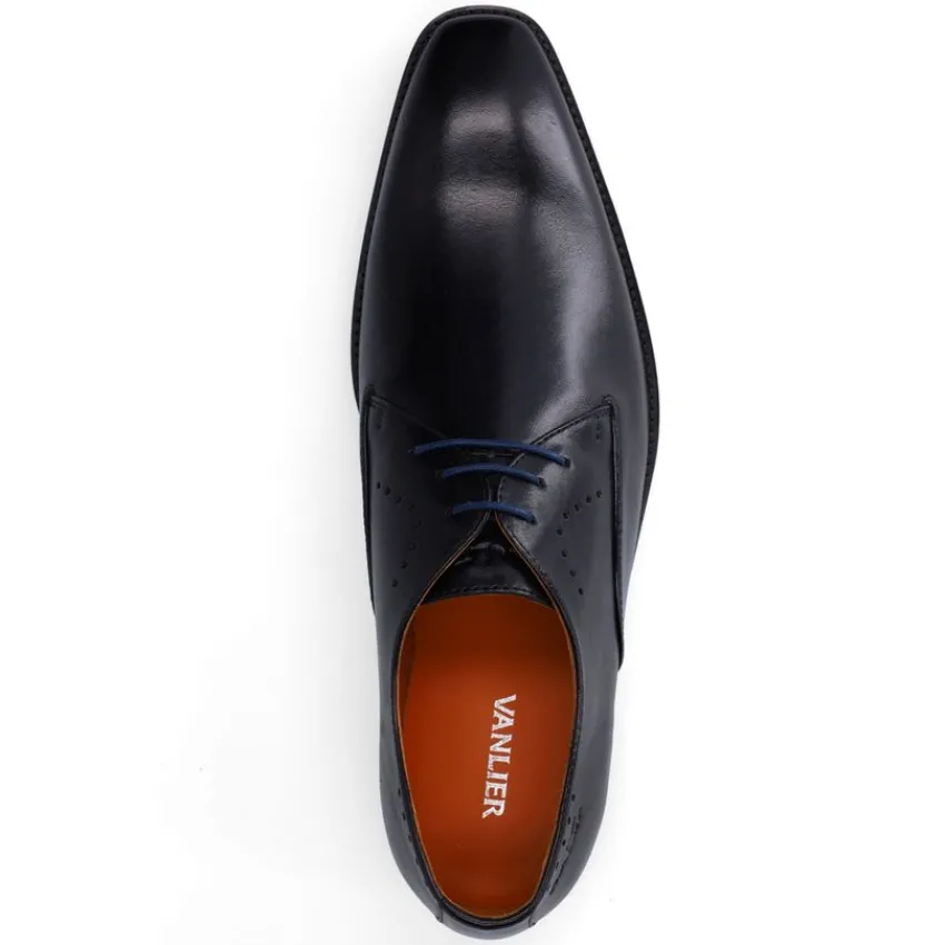 Van Lier Zwarte leren veterschoenen^Heren Veterschoenen