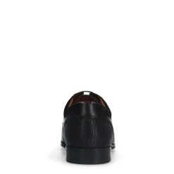 Manfield Zwarte leren veterschoenen^Heren Veterschoenen