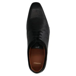 Manfield Zwarte leren veterschoenen^Heren Veterschoenen