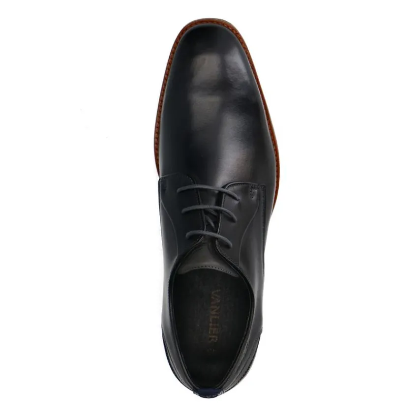 Van Lier Zwarte leren veterschoenen^Heren Veterschoenen