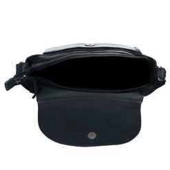 Manfield Zwarte leren western schoudertas^ Schoudertassen