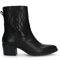 Manfield Zwarte leren westernlaarsjes^DAMES Enkellaarsjes