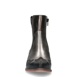 Manfield Zwarte metallic cowboy laarzen^DAMES Enkellaarsjes