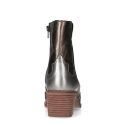 Manfield Zwarte metallic cowboy laarzen^DAMES Enkellaarsjes