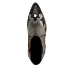 Manfield Zwarte metallic cowboy laarzen^DAMES Enkellaarsjes