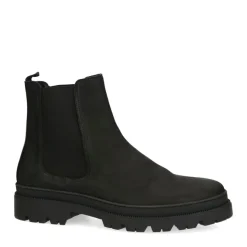 Manfield Zwarte nubuck chelsea boots^Heren Boots