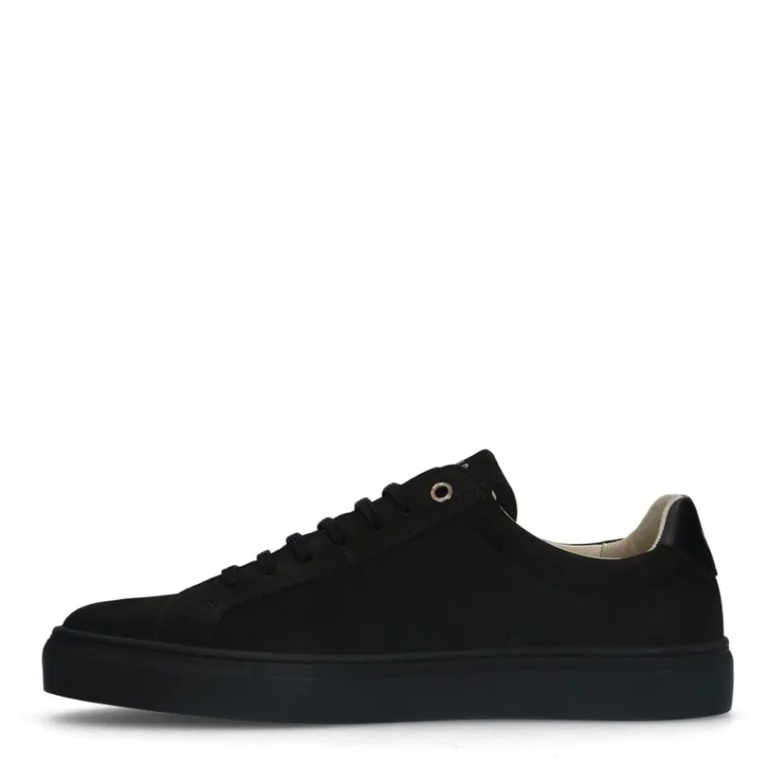 Van Lier Zwarte nubuck sneakers^Heren Sneakers