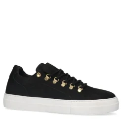 Manfield Zwarte nubuck sneakers^Heren Sneakers