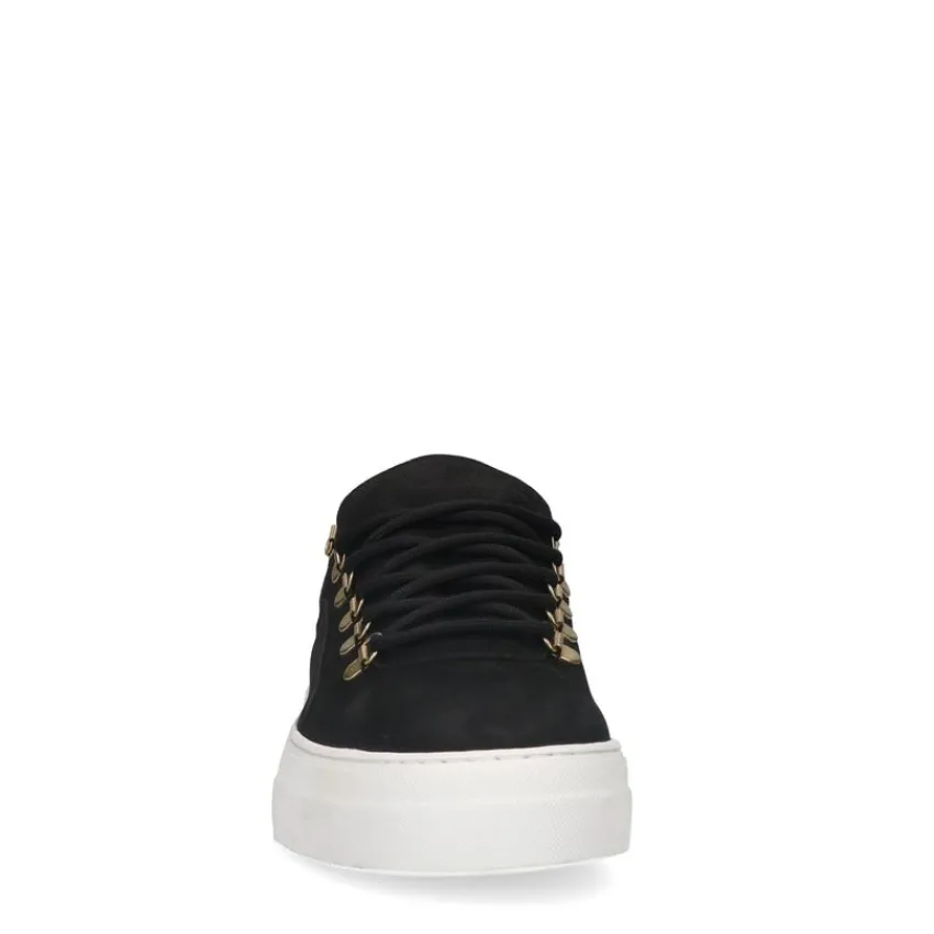 Manfield Zwarte nubuck sneakers^Heren Sneakers