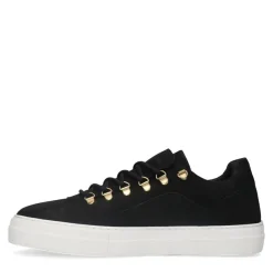 Manfield Zwarte nubuck sneakers^Heren Sneakers