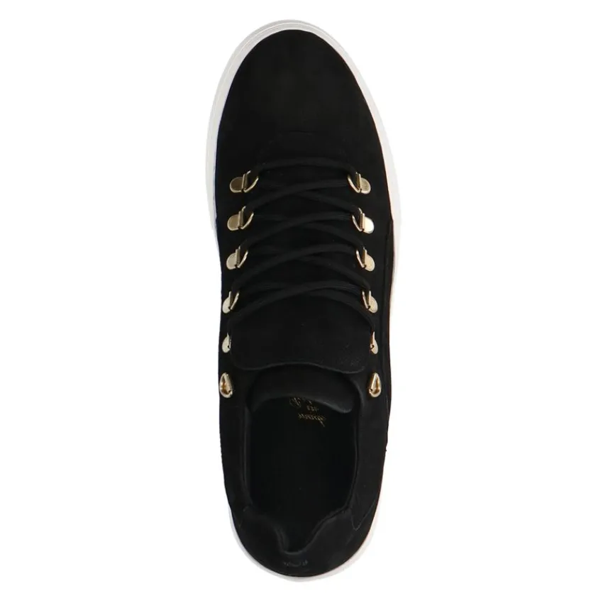 Manfield Zwarte nubuck sneakers^Heren Sneakers