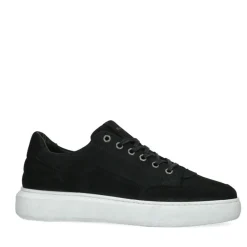 Manfield Zwarte nubuck sneakers^Heren Sneakers