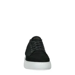 Manfield Zwarte nubuck sneakers^Heren Sneakers