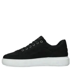 Manfield Zwarte nubuck sneakers^Heren Sneakers