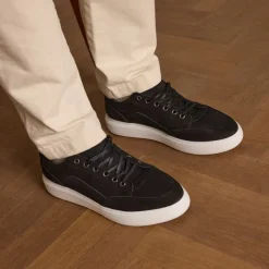 Manfield Zwarte nubuck sneakers^Heren Sneakers