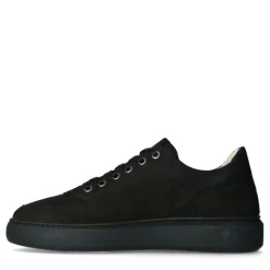 Manfield Zwarte nubuck sneakers^Heren Sneakers