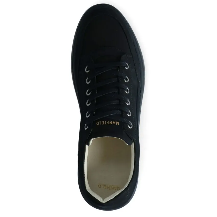 Manfield Zwarte nubuck sneakers^Heren Sneakers