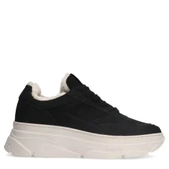 Manfield Zwarte nubuck sneakers^DAMES Sneakers