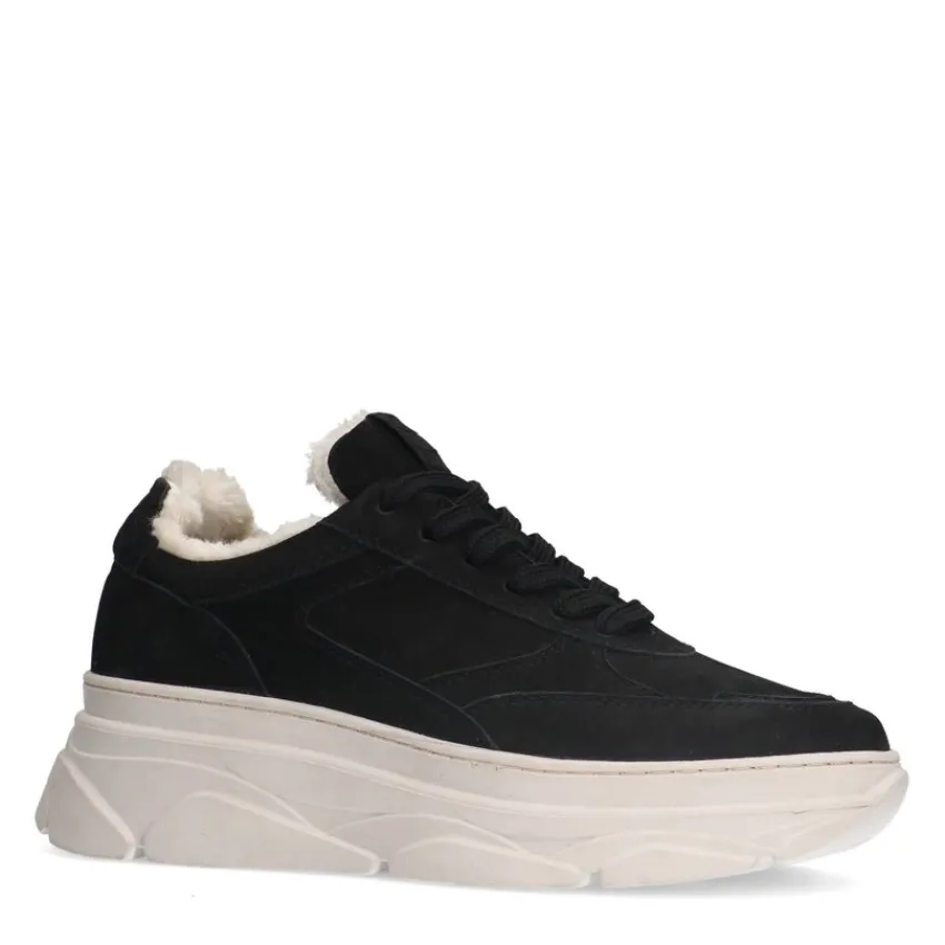 Manfield Zwarte nubuck sneakers^DAMES Sneakers