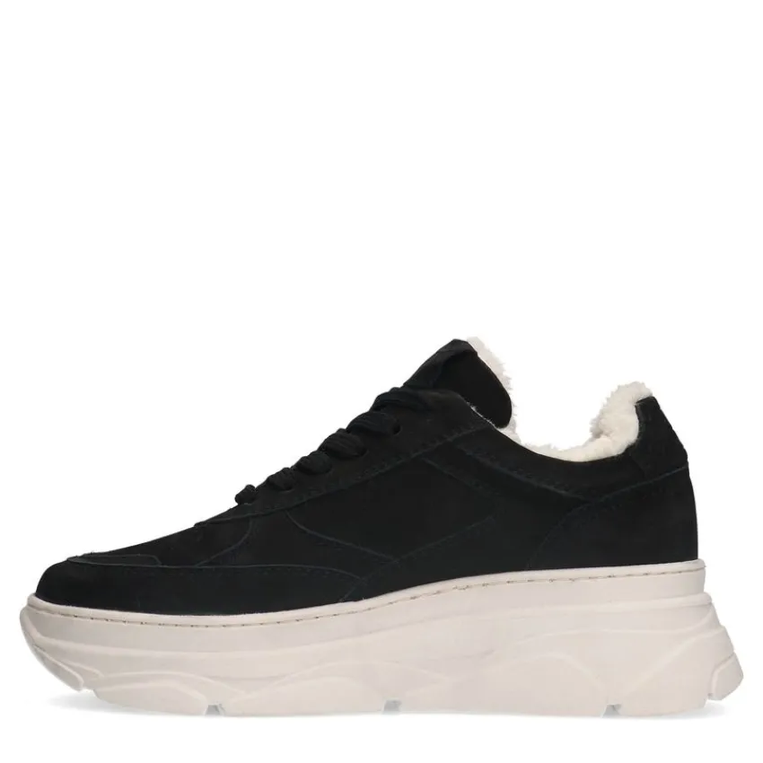 Manfield Zwarte nubuck sneakers^DAMES Sneakers