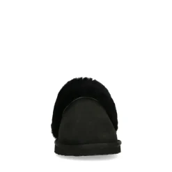 Zwarte pantoffels met wollen voering^DAMES Pantoffels