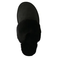 Zwarte pantoffels met wollen voering^DAMES Pantoffels