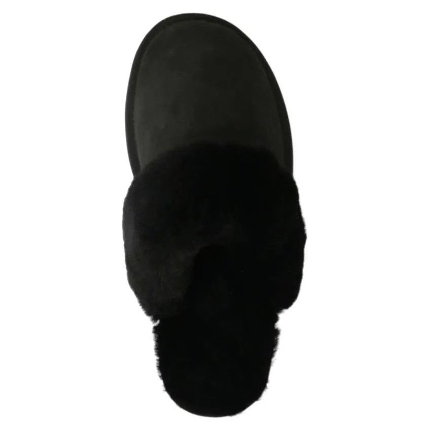 Zwarte pantoffels met wollen voering^DAMES Pantoffels