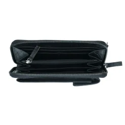 Manfield Zwarte portemonnee met crocoprint^ Portemonnees