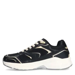 Manfield Zwarte sneakers met mesh details^DAMES Sneakers