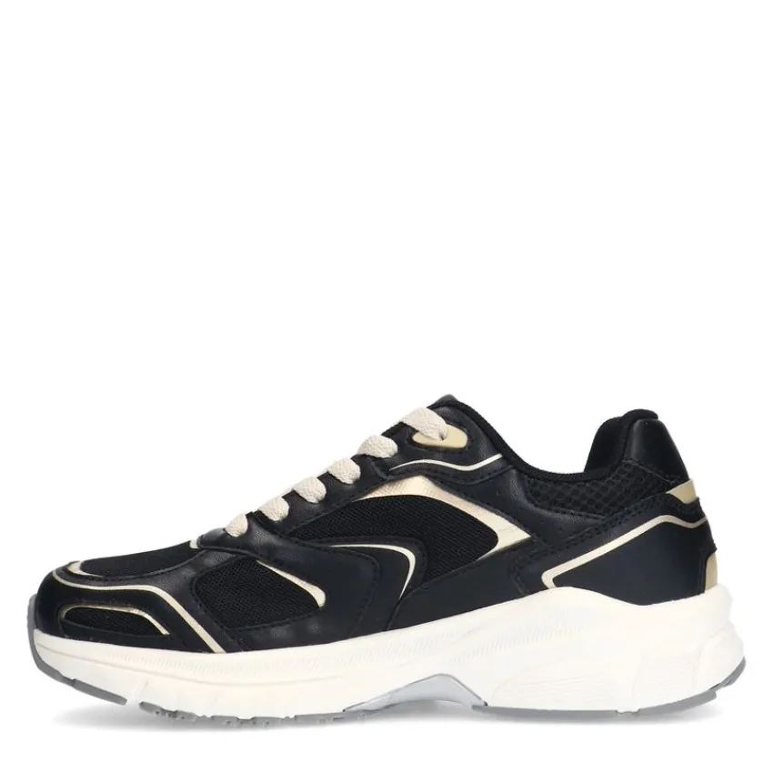 Manfield Zwarte sneakers met mesh details^DAMES Sneakers