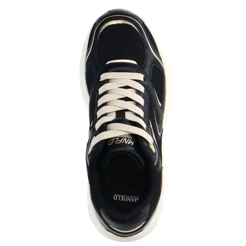 Manfield Zwarte sneakers met mesh details^DAMES Sneakers