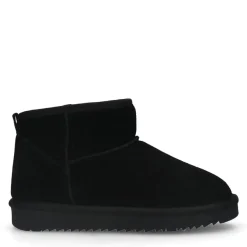 Manfield Zwarte suède boots^DAMES Enkellaarsjes