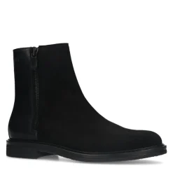 Manfield Zwarte suède chelsea boots met leren details^Heren Boots