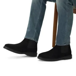Manfield Zwarte suède chelsea boots^Heren Boots