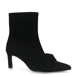 Manfield Zwarte suède enkellaarsjes met hak^DAMES Enkellaarsjes