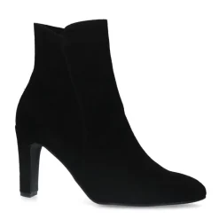 Manfield Zwarte suède enkellaarsjes met hak^DAMES Enkellaarsjes