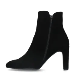 Manfield Zwarte suède enkellaarsjes met hak^DAMES Enkellaarsjes