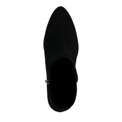 Manfield Zwarte suède enkellaarsjes met hak^DAMES Enkellaarsjes