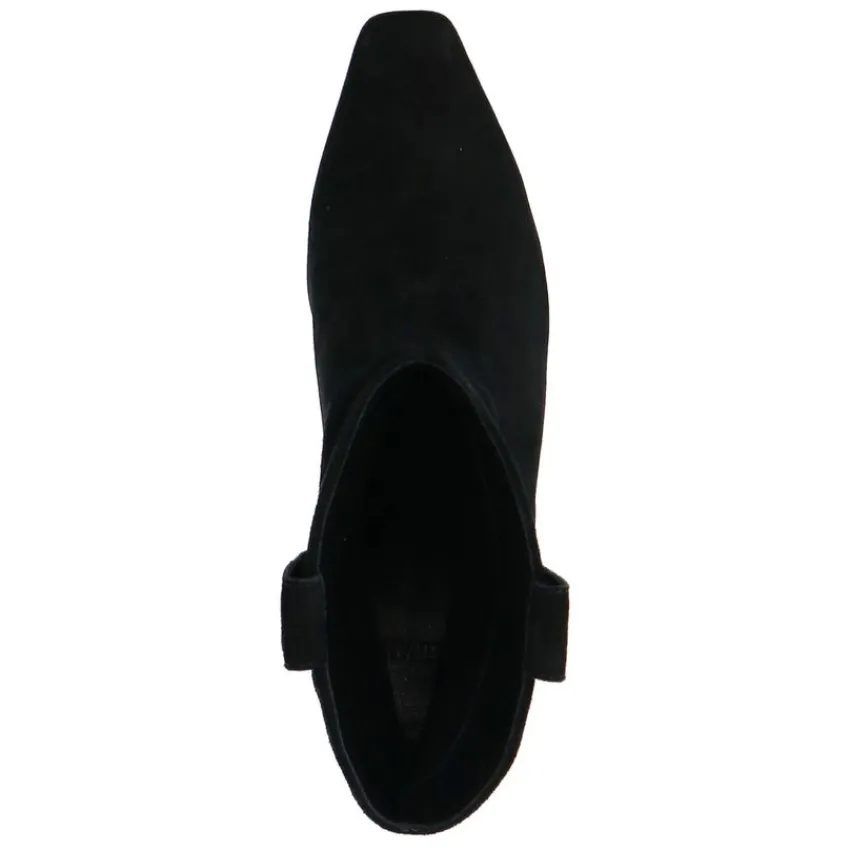 Manfield Zwarte suède enkellaarsjes met hak^DAMES Enkellaarsjes