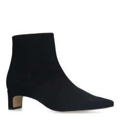 Manfield Zwarte suède enkellaarsjes met hak^DAMES Enkellaarsjes