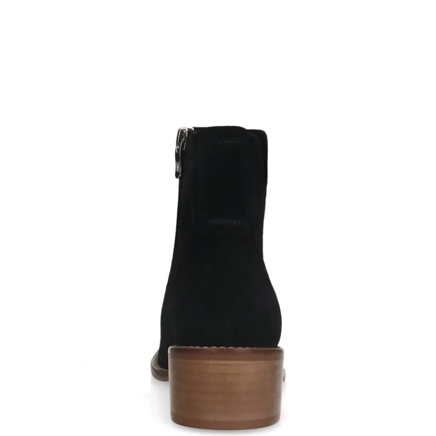 Manfield Zwarte suède enkellaarsjes^DAMES Enkellaarsjes