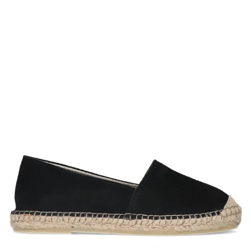 Manfield Zwarte suède espadrilles^DAMES Espadrilles