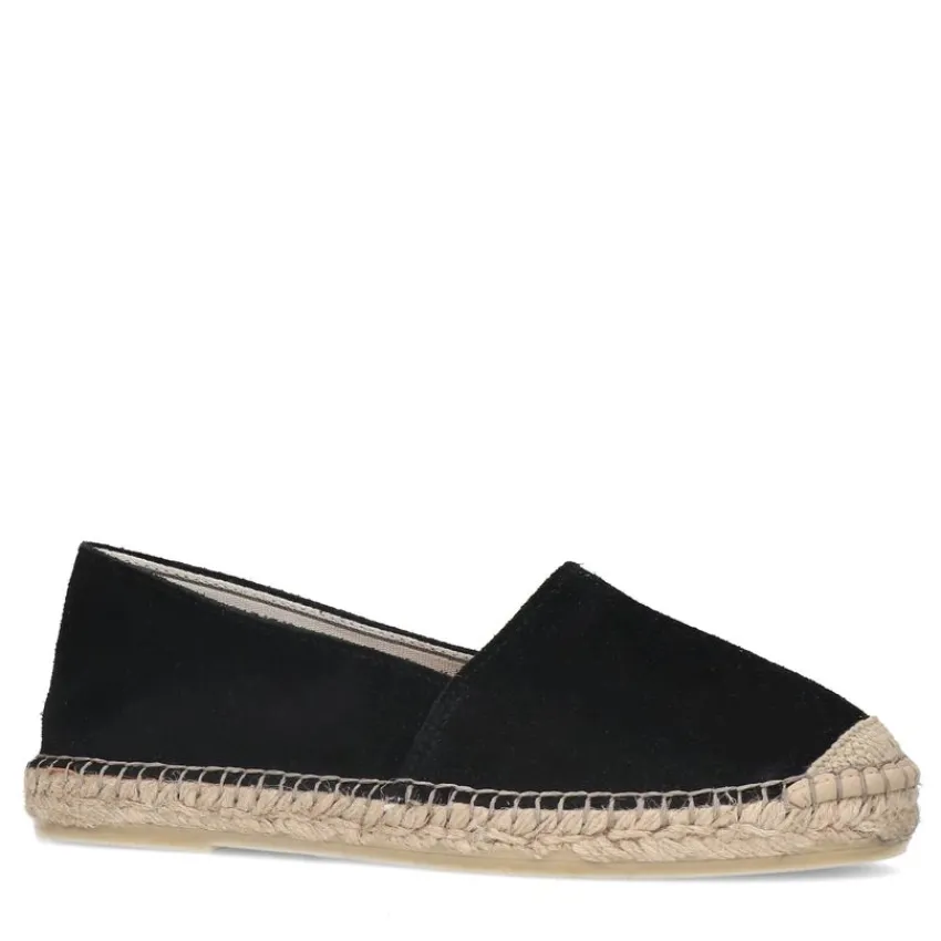 Manfield Zwarte suède espadrilles^DAMES Espadrilles