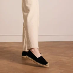 Manfield Zwarte suède espadrilles^DAMES Espadrilles